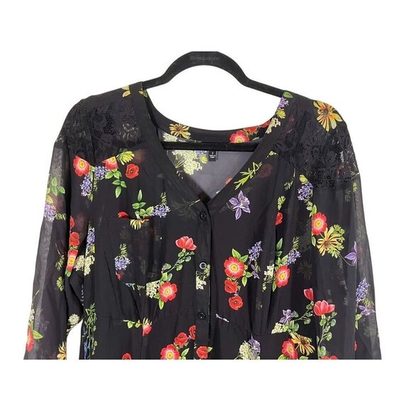 Torrid Floral Maxi Dress 1X Black Tropical Goth Fairy Whimsygoth Boho Western - Picture 3 of 16